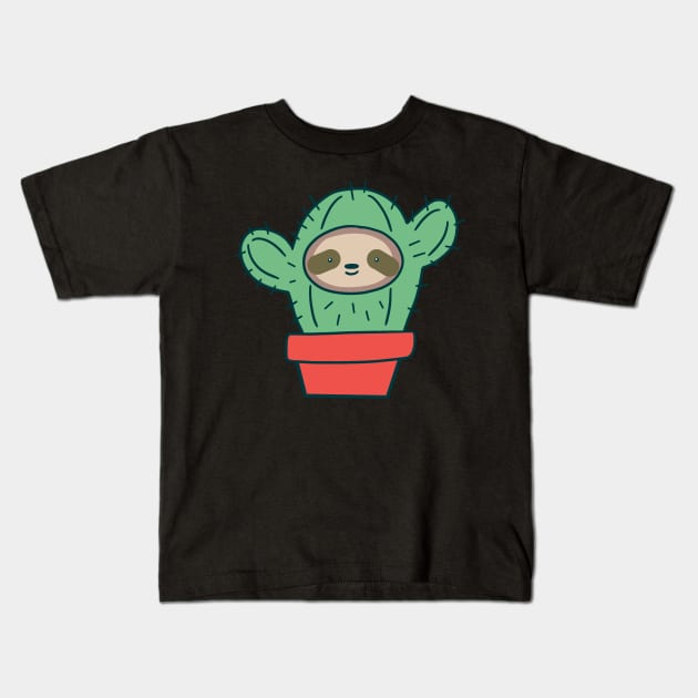 Sloth Face Cactus Kids T-Shirt by saradaboru